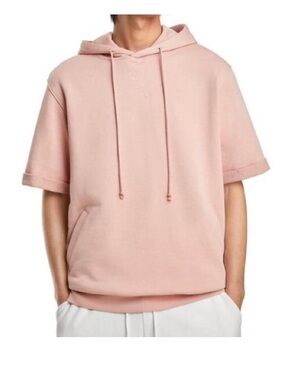 Zara Men’s Pink Short Sleeve Hoodie Large